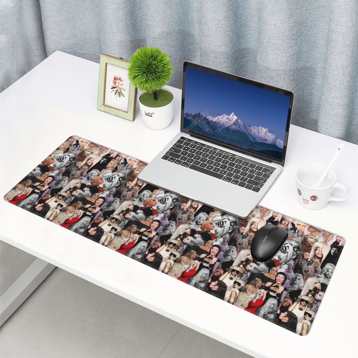 Gaming Accessories Drawing - Large Mouse Pad Drawing Lady Gaga