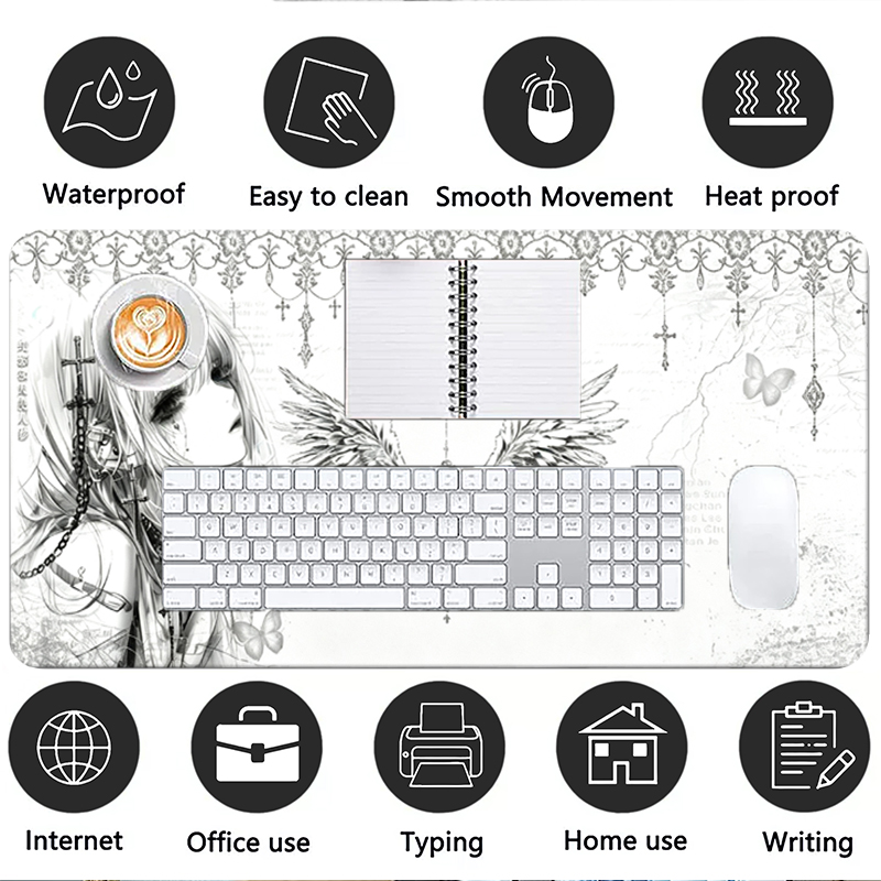 Leather Mousepad Black White A - Gaming Accessories For Desk ulasan dan harga